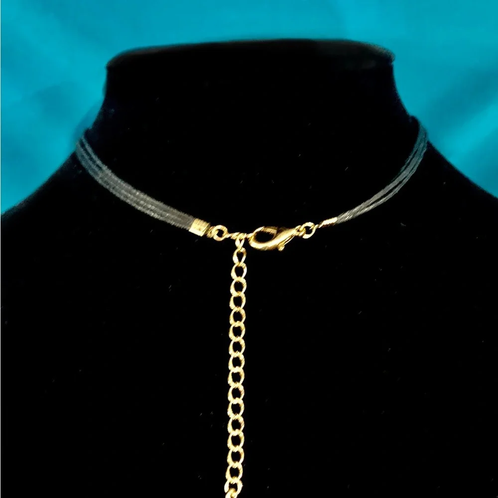 Geometric Metal Gold Tone Statement Necklace - Picture 2 of 2